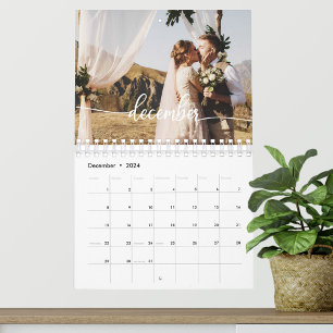 2024 Custom Wedding Photo Chic Script Calendar