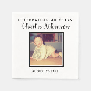 40th birthday custom photo napkins