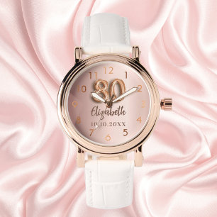 80th Birthday rose gold name Watch