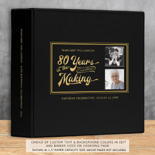 80th Birthday Then & Now Photos Retro Photo Album 3 Ring Binder