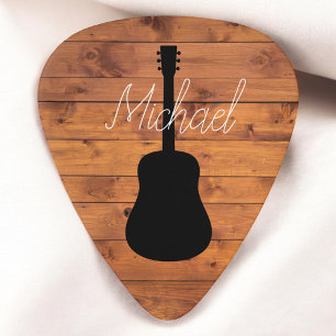 Acoustic Guitar Rustic Wood Calligraphy Name Guitar Pick