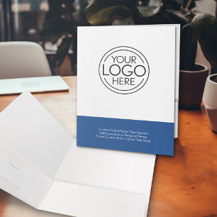 Add Business Logo with custom Text - blue white Pocket Folder