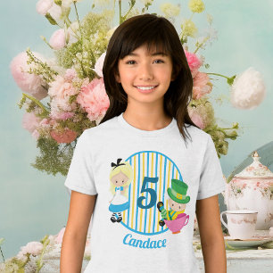 Alice in Wonderland Cute Custom Girls Birthday Tri-Blend Shirt