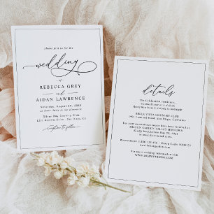 All-In-One Simple Classic Black & White Wedding Invitation