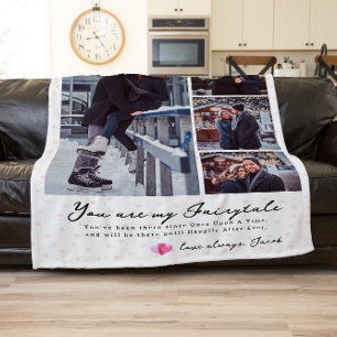 Always & Forever   Modern 4 Photo Collage Fleece Blanket