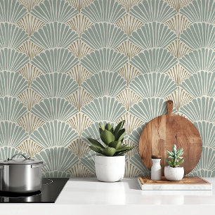 Art Deco Shell Blockprint Peel & Stick Wallpaper