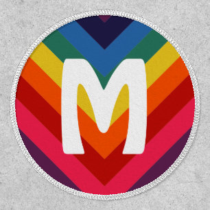 Awesome Retro Rainbow Chevron Monogram Patch