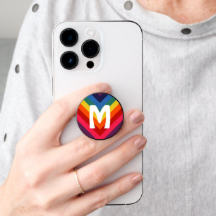 Awesome Retro Rainbow Monogram Initial PopSocket