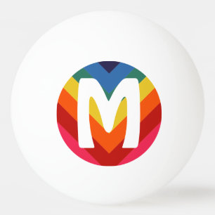 Awesome Retro Rainbow Ping Pong Ball Monogram