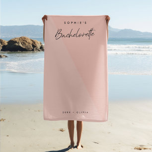 Bachelorette Peach Pink   Minimalist Modern Pastel Beach Towel