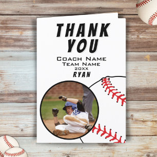 Baseball Ball Thank you Coach Photo Card