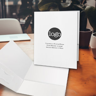 Basic Office Business Logo 3 lines of Text White Pocket Folder