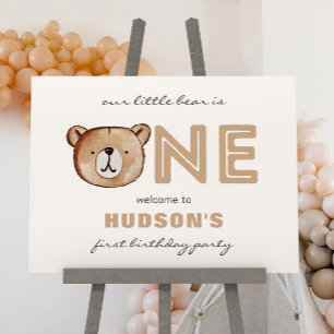 Bear Birthday Welcome Sign   Bearly One Party