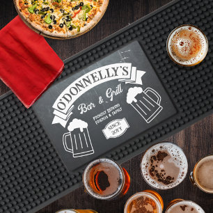 Beer Steins Banner Bar and Grill Chalkboard Sign Bar Mat