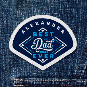 Best Dad Ever Baseball Diamond Custom Name Sport Patch