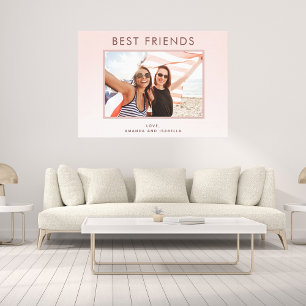 Best friends blush pink rose gold photo canvas print