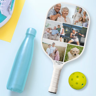 Best Grandma Mom Ever Photo Collage White Pickleball Paddle