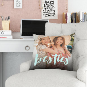 Besties   Best Friends Overlay Photo Throw Pillow