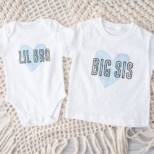 Big Sis Blue Heart Matching Sibling Family Baby T-Shirt