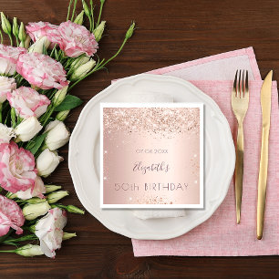 Birthday party rose gold glitter confetti napkins