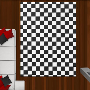 Black And White Checkered Checkerboard Pattern Rug