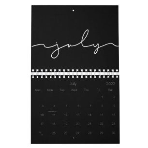 Black and white minimalist 2025 calendar