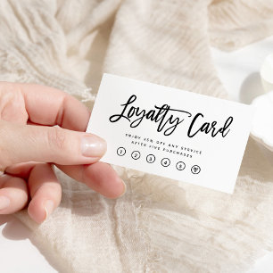 Black and White Modern Script Loyalty Card