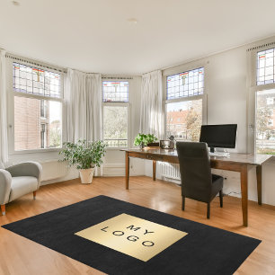 Black business logo rug