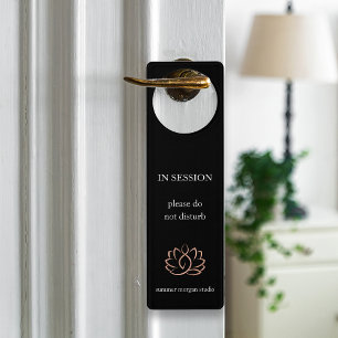 Black & Rose Gold Lotus Logo Door Hanger