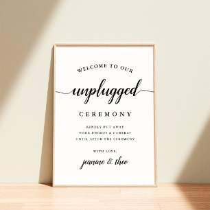 Black & White Calligraphy Unplugged Wedding Sign