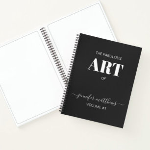 Black White Personalized Sketchbook Your Name Notebook