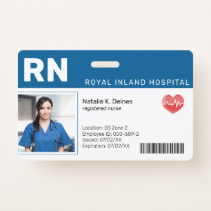 Blue | Hospital Medical Employee Photo ID Badge