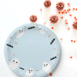 Blue Little boo ghost halloween paper plates