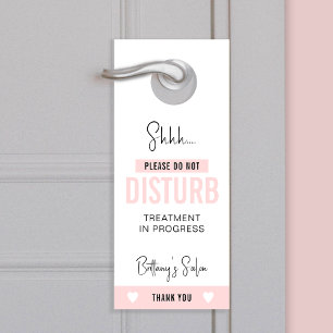 Blush Pink Do Not Disturb Treatment in Progress Door Hanger