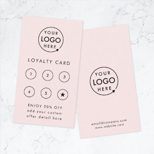 Blush Pink Logo   Modern Business Reward Punch Loyalty Card