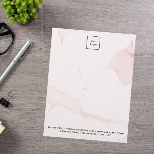 Blush pink marble elegant business logo letterhead