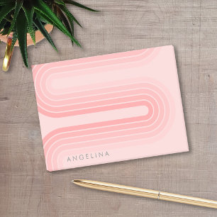 Blush Pink Mod Striped Pattern Custom Name Post-it Notes