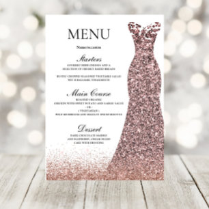 Blush Pink Rose Dress Birthday Party Bridal Shower Menu