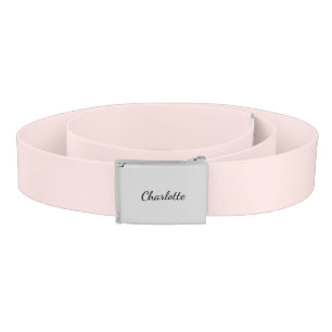 Blush pink rose gold name script girl belt