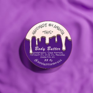 Body Butter Product Packaging Rose Purple Classic Round Sticker