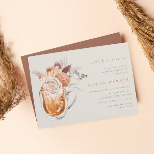 Boho Floral Coffee Bridal Shower Brunch Invitation