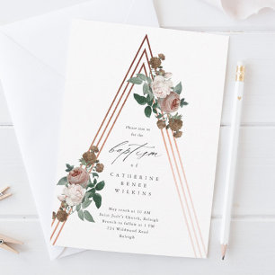 Boho Floral Modern Religious Baptism & Christening Invitation