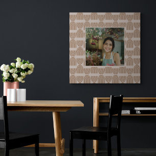 Boho Line Pattern in Terracotta Custom Photo Frame Canvas Print