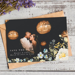 Boho Simple Elegant Wild Flower Wedding Save The Date