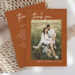 Boho Terracotta Photo Wedding Thank You Cards