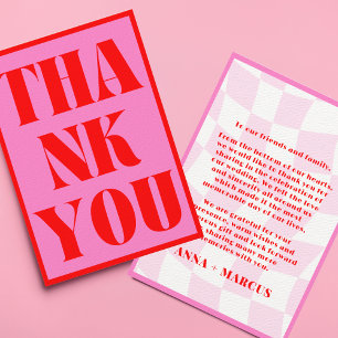 Bold Retro Typography Pink Red Vibrant Thank You Card