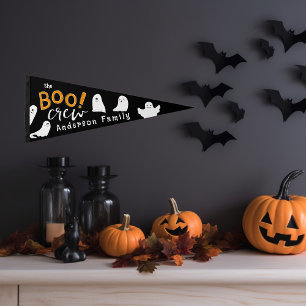 Boo Crew   Halloween Ghosts Family Name Pennant Flag