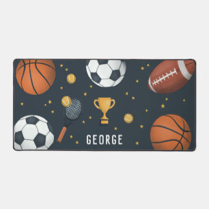 Boys Cool Blue Sports Gaming Star Desk Mat