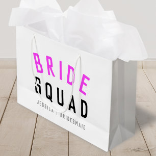 Bride Squad   Hot Pink Bachelorette Bridesmaid Large Gift Bag