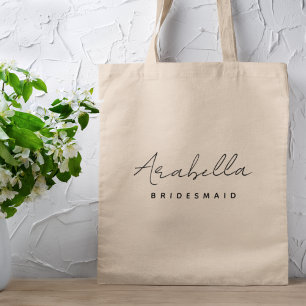 Bridesmaid   Modern Minimalist Script Bachelorette Tote Bag